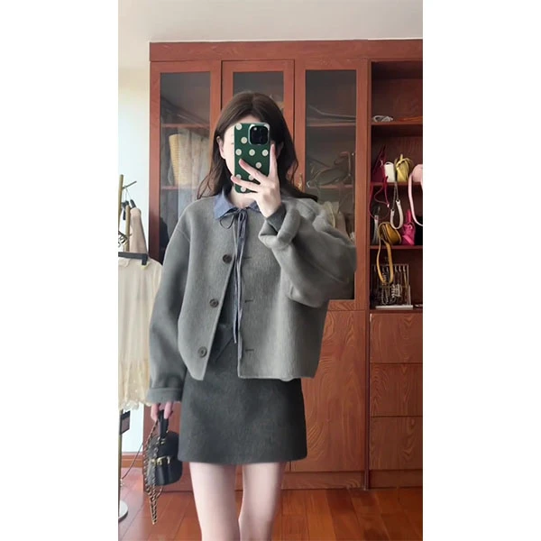 独特漂亮冬装一整套高级韩系外套裙子两件套2025新款巨好看套装女