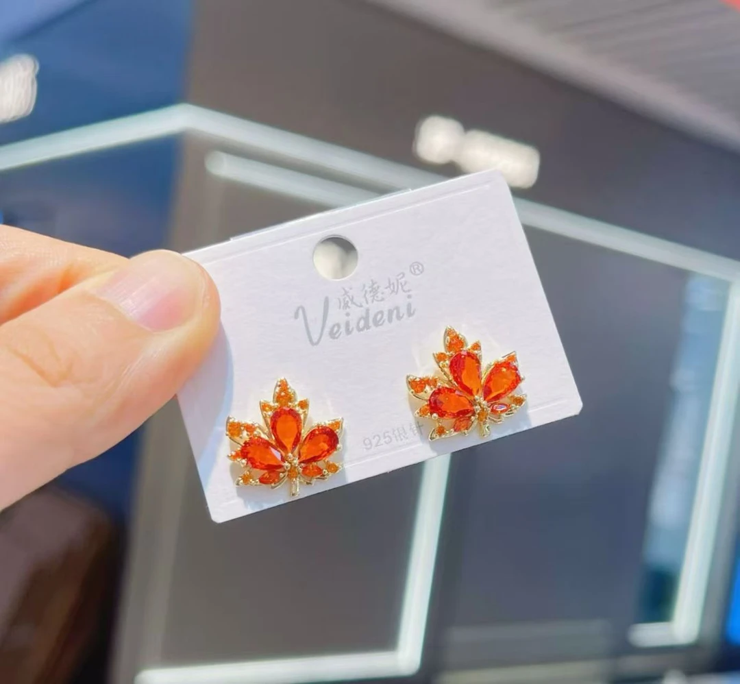 925银仿水晶耳饰 耳钉铜镀金925银针气质百搭