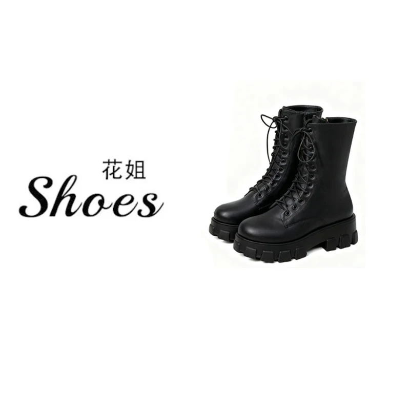 QSD999-1增高白色马丁靴女透气英伦风潮ins短靴机车靴透气增高