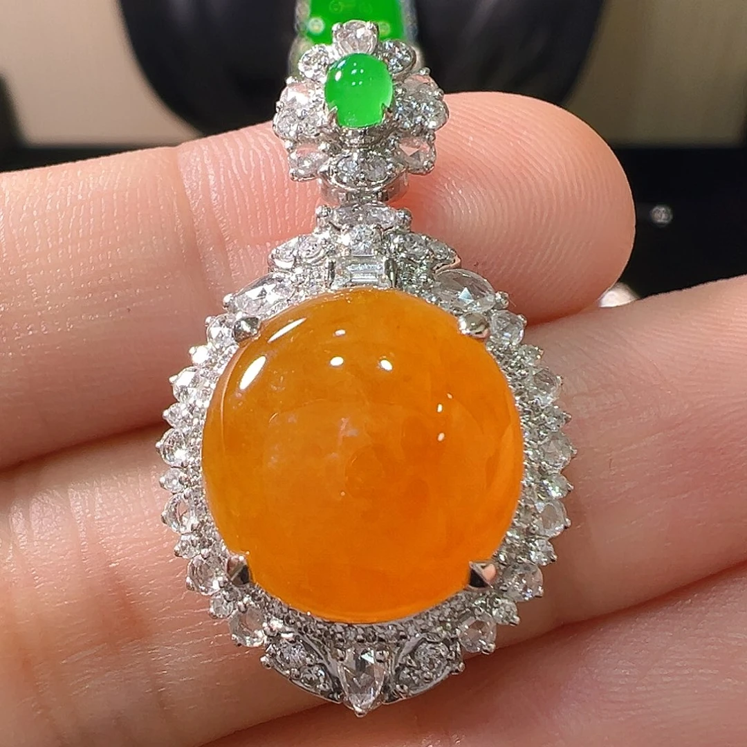 翡翠18K金镶嵌吊坠(不含链)