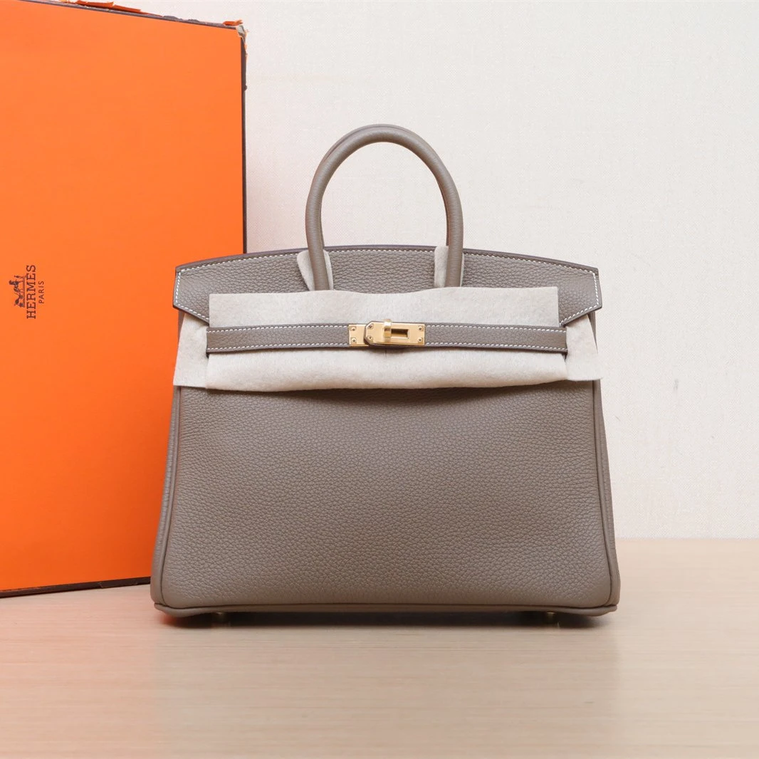 99新 Hermes/爱马仕 小花柳Birkin 25 大象灰 Togo皮 U刻 金扣
