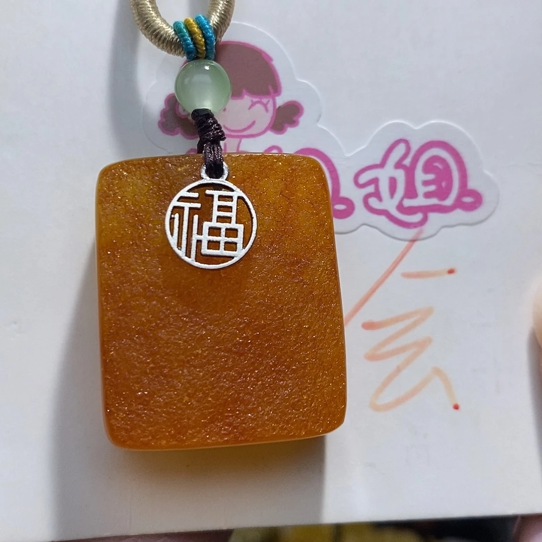 定制琥珀14K金镶嵌蜜蜡吊坠