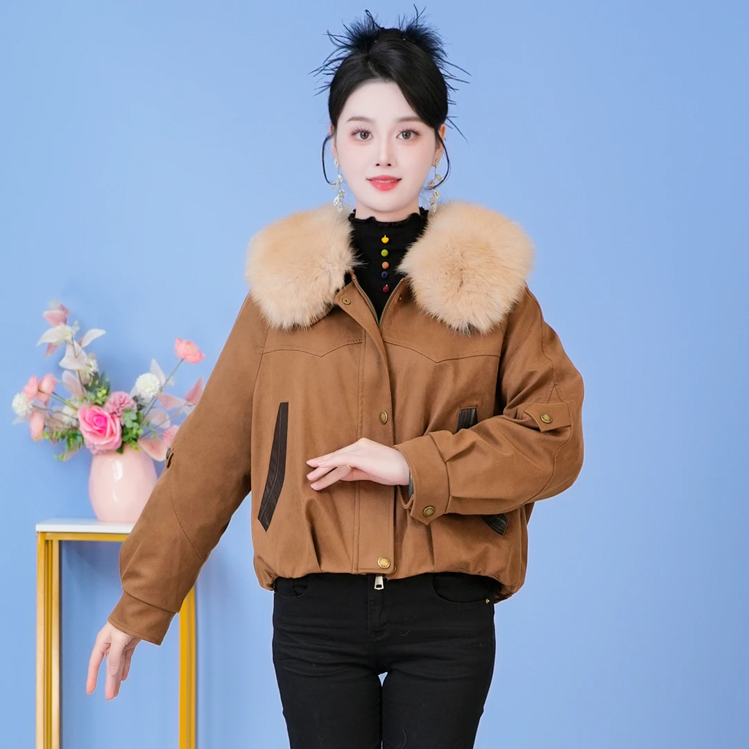毛领高级气质保暖时尚加厚羽绒服新款宽松2025年冬季【SJYH3779】