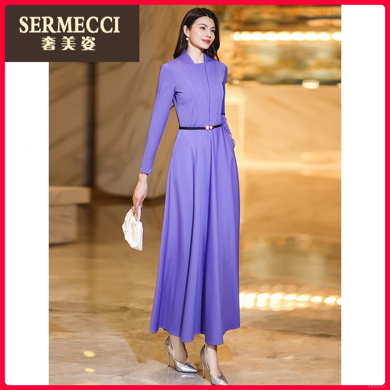 2025奢美姿裙子爆款春秋新款高端上档次优雅假两件连衣裙