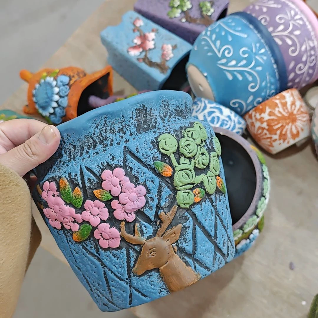 红陶吸水透气的白陶花盆凑满12发货