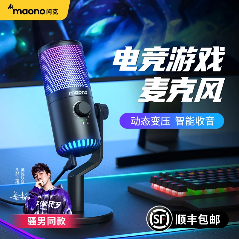 闪克DM30电脑游戏麦克风电竞专用台式主播直播语音降噪闪客话筒