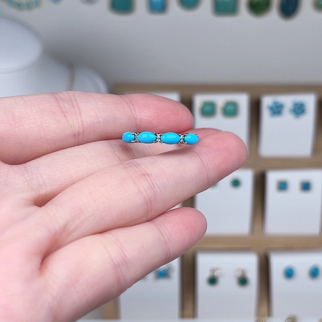 绿松石银S925镶嵌戒指