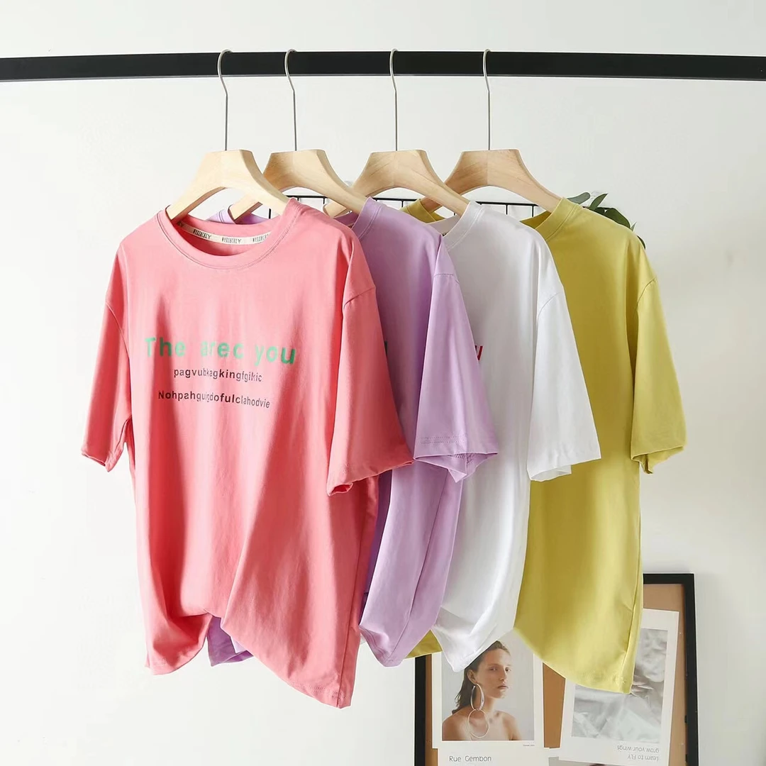 夏季女款印花字母短袖T恤 7115