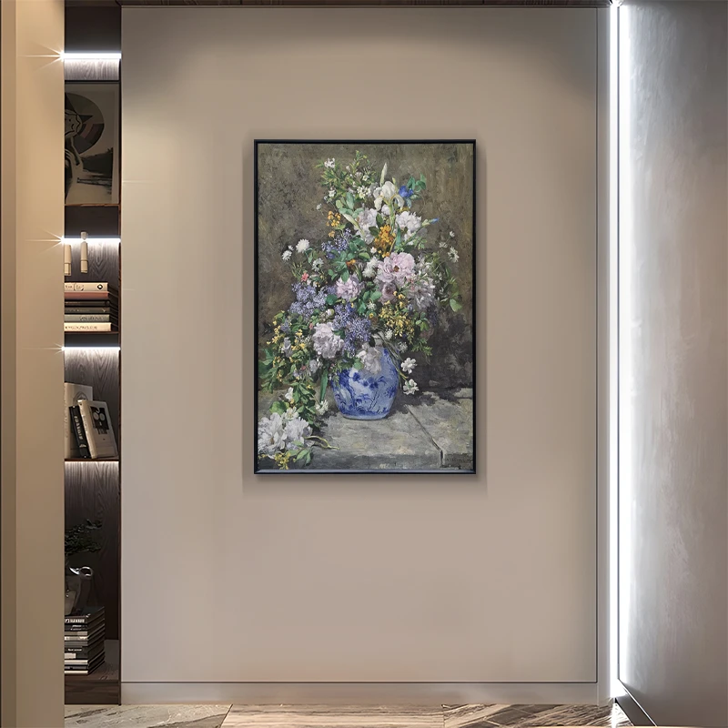 欧式入户客厅装饰画餐厅家居玄关走廊小众手工油画春之花束299
