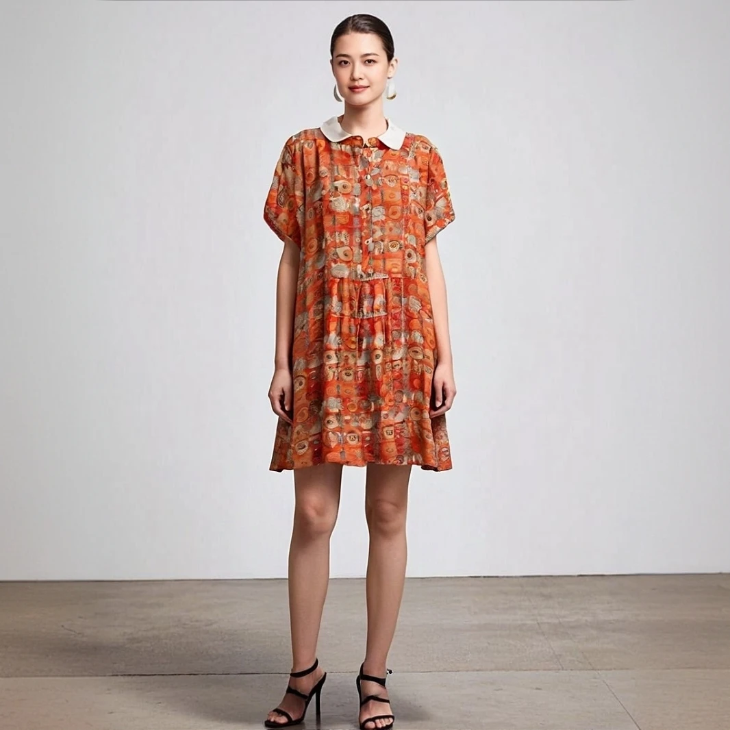 0807 短袖气质夏季复古显瘦法式小众百搭连衣裙