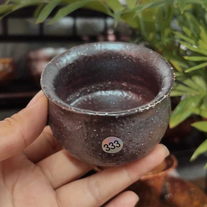 摆件志野柴烧虫洞主人杯