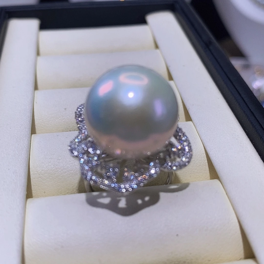 淡水珍珠戒指银S925镶嵌元****?