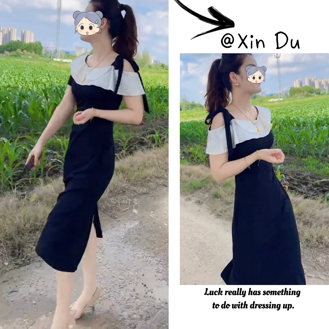 2025夏季新款时尚显瘦气质女士网红洋气连衣裙百搭款D21745