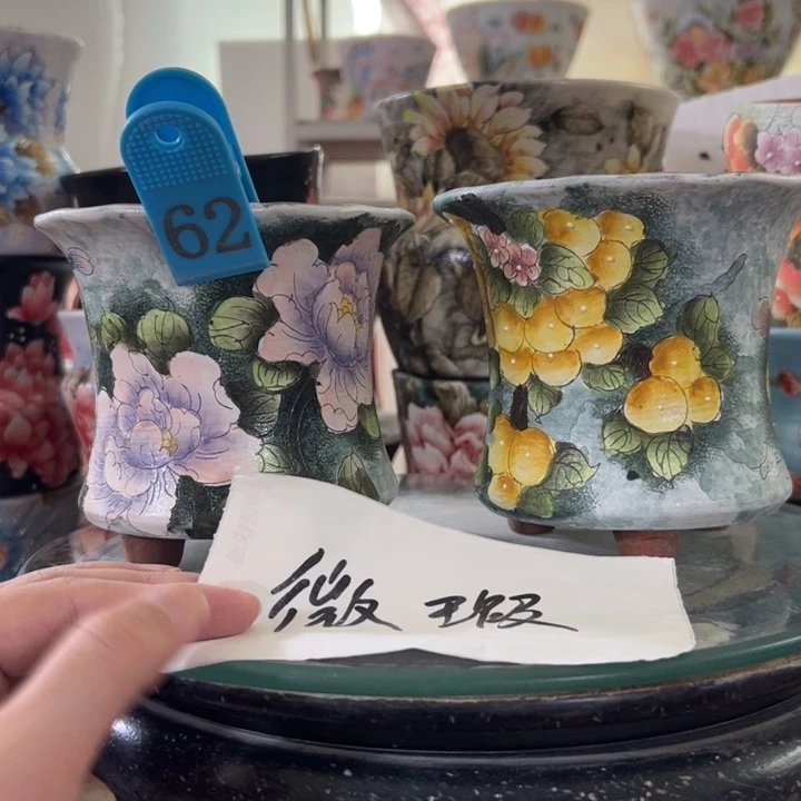 景德镇手绘花盆满38包邮偏远地区除外