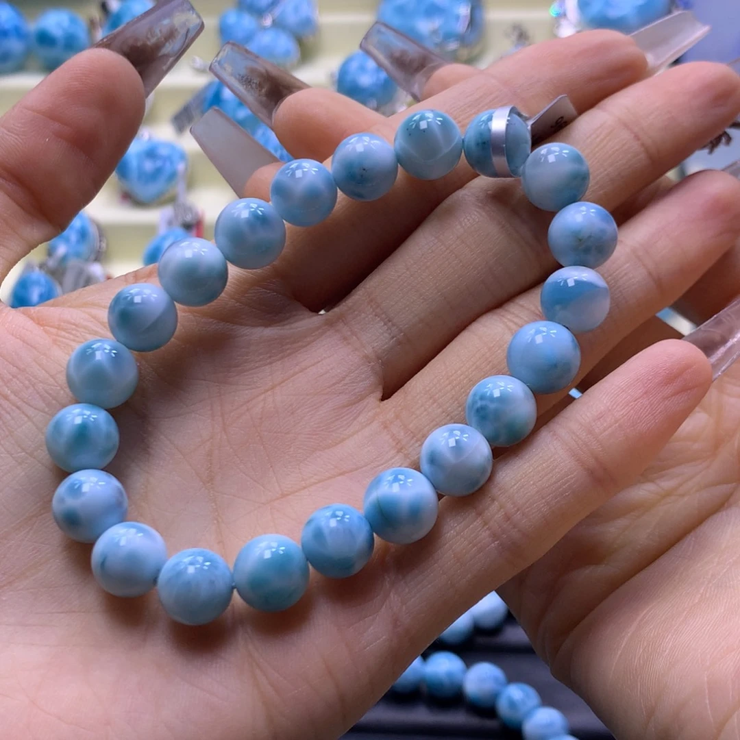 针钠钙石（海纹石）未镶嵌手链性价9m满纹