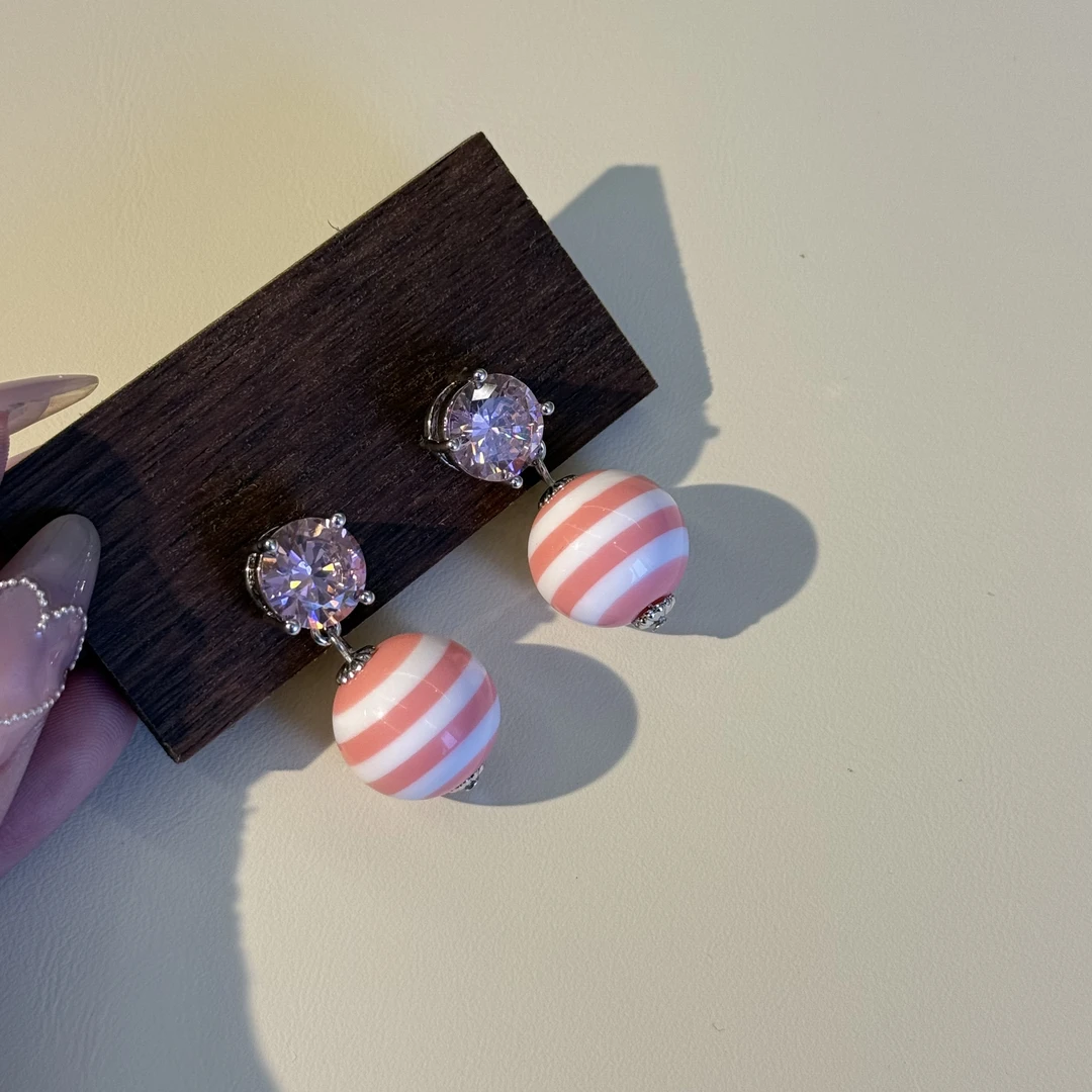 铜合金锆石耳饰 HRY0-铜合金简约条纹个性时尚耳钉HRY0-1511