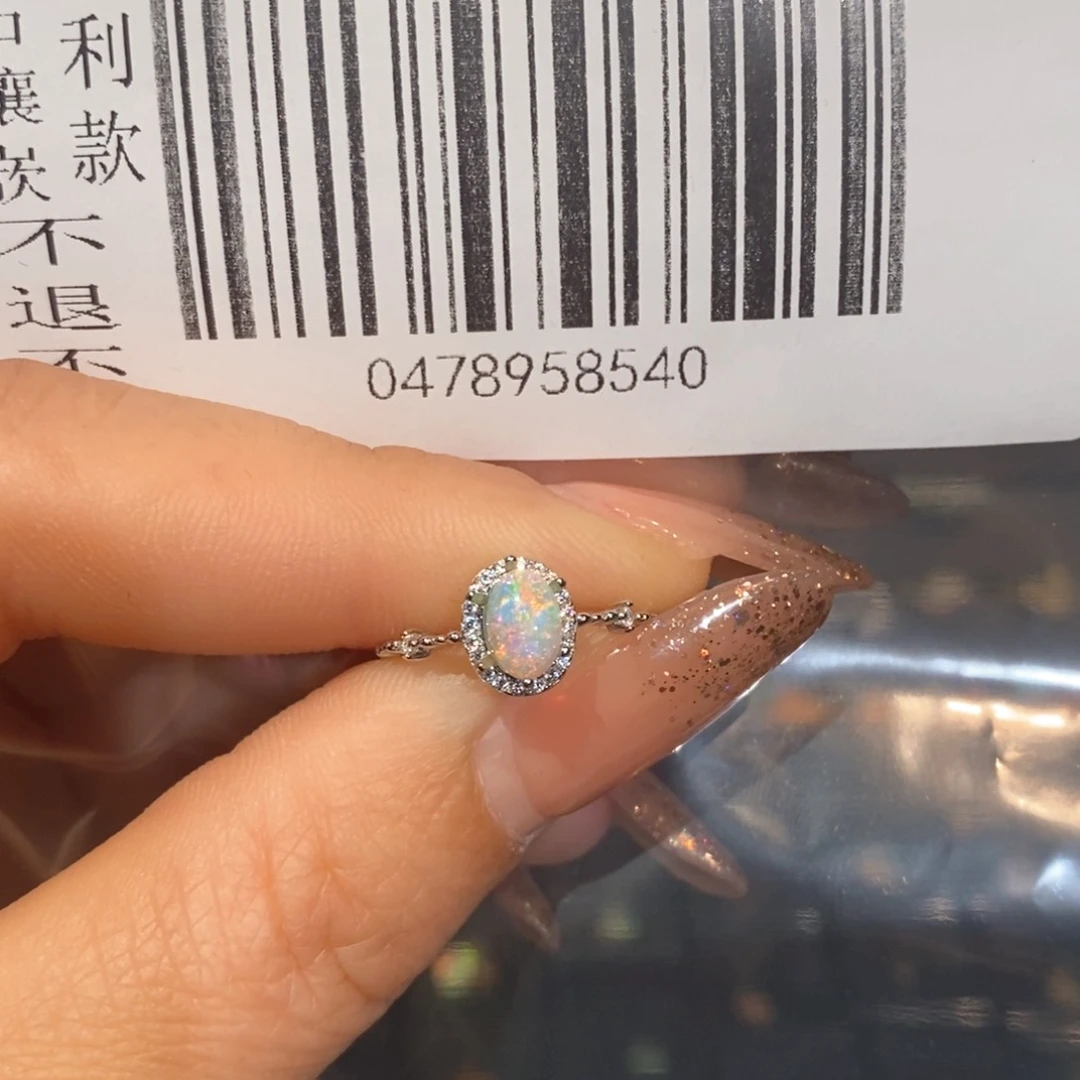 欧泊欧泊戒指银S925镶嵌甜***冰