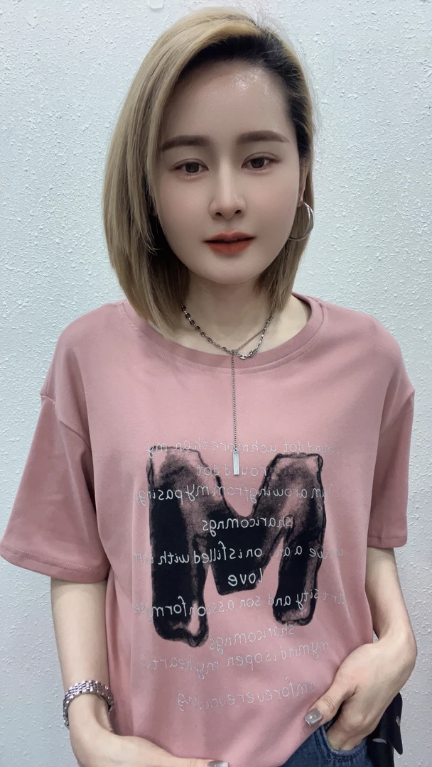 dx218春季（磨毛）时尚休闲百搭宽松圆领潮流短袖