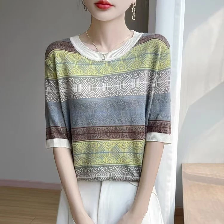 2025夏季针织洋气短袖T恤  针织 时尚 百搭