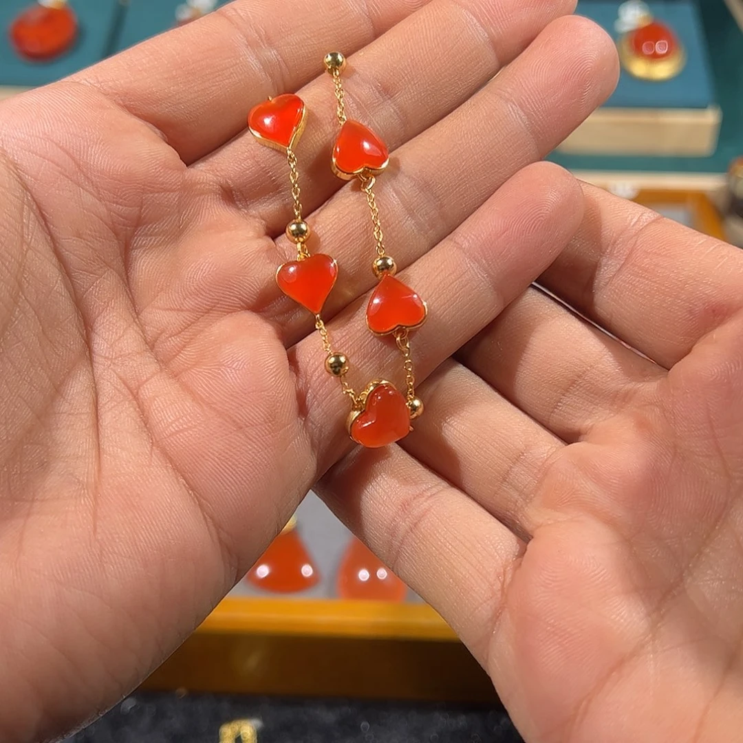 南红玛瑙银S925镶嵌手链