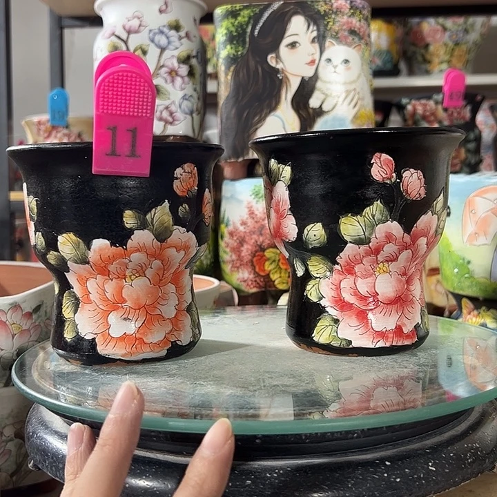 景德镇手绘花盆满38包邮
