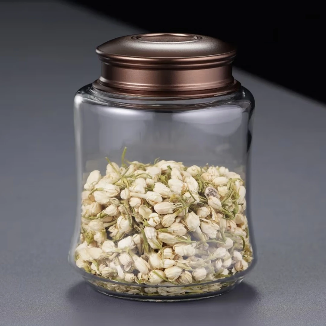 玻璃茶叶罐密封罐家用透明存茶罐茶叶收纳储物罐茶仓小号瓶子