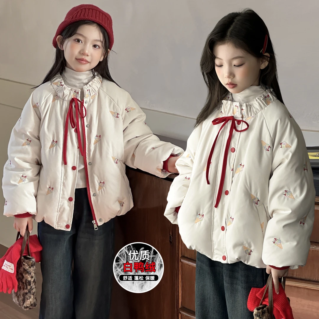 女童羽绒服洋气2025新款儿童秋冬装中大童女孩加厚保暖白鸭绒外套