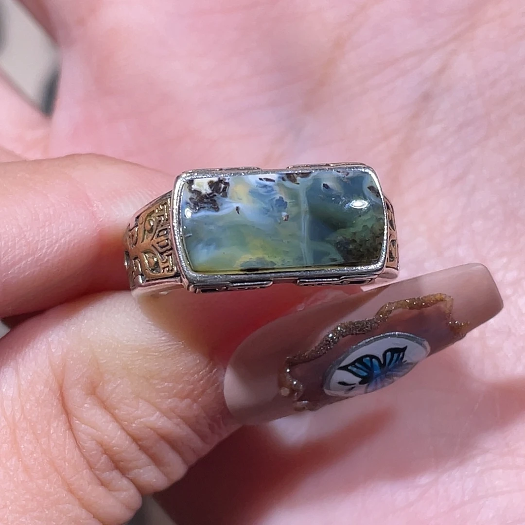 琥珀银S925镶嵌戒指