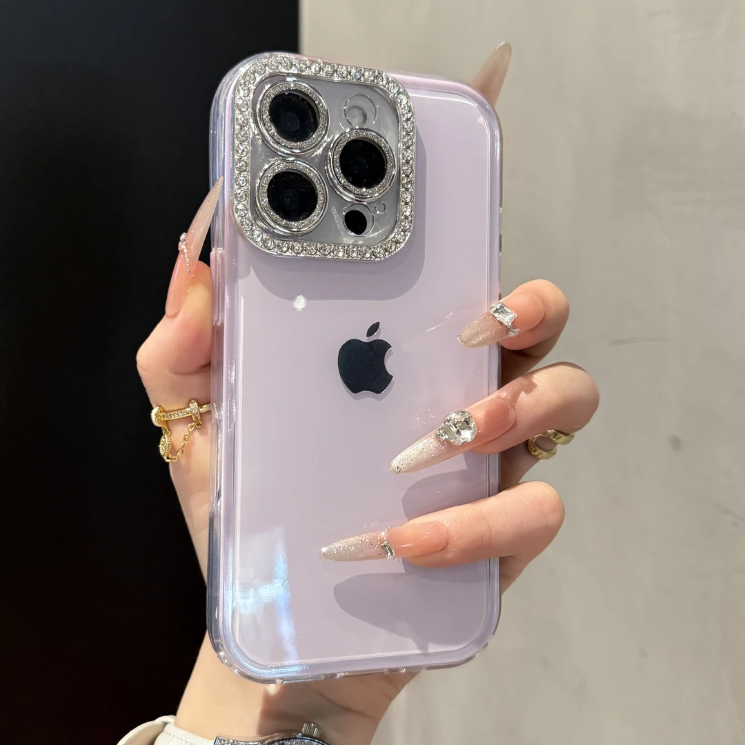 闪钻镜头果冻纯色适用苹果16手机壳iPhone15promax简约14全包13新