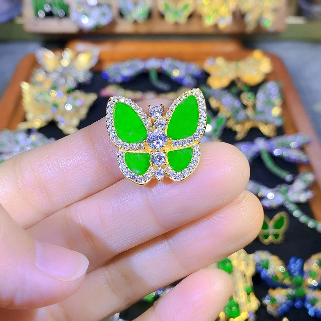 吊坠(不含链)银S925镶嵌翡翠