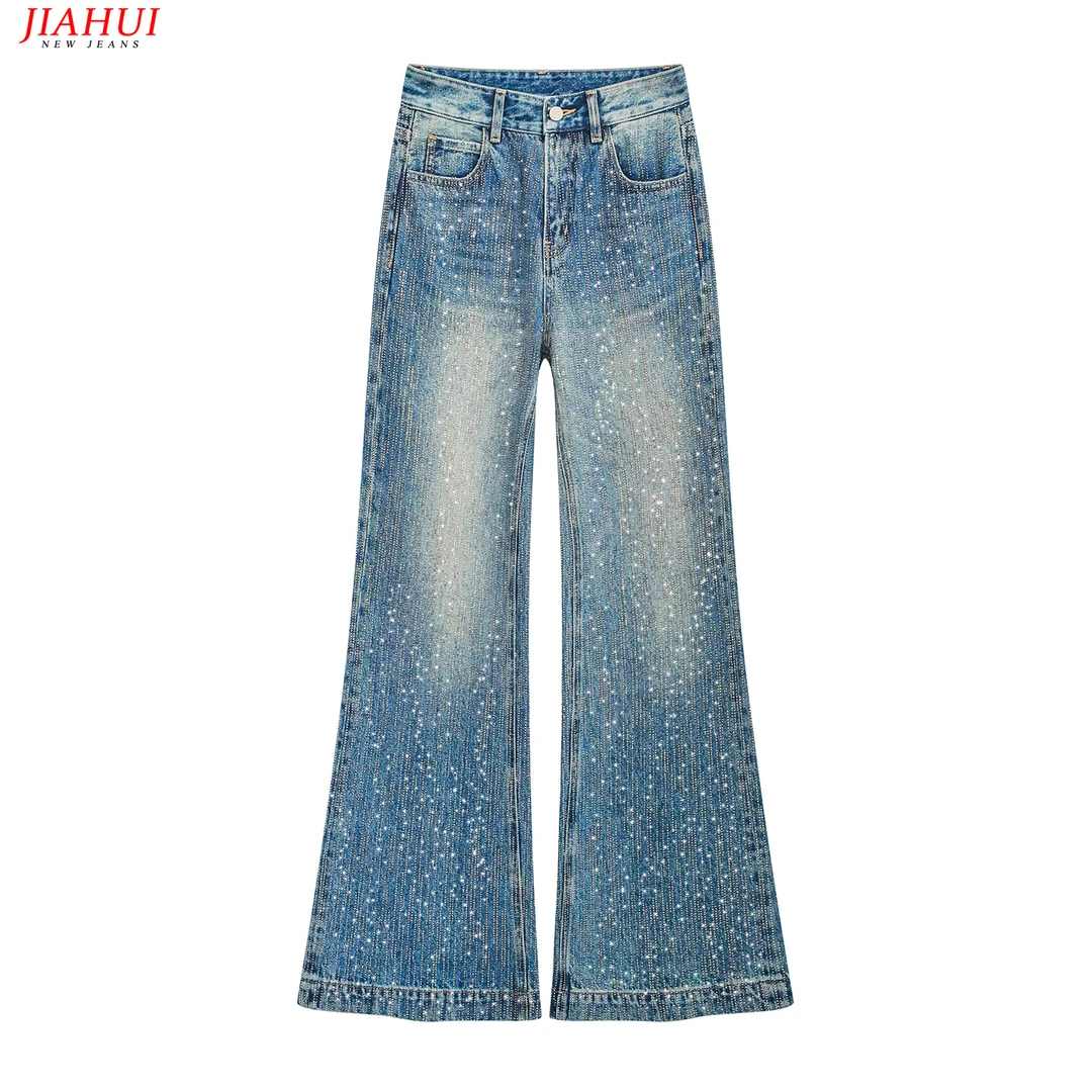 满天星筒叭牛仔裤女高腰宽松百搭2025夏季新款复古流行显瘦马蹄裤