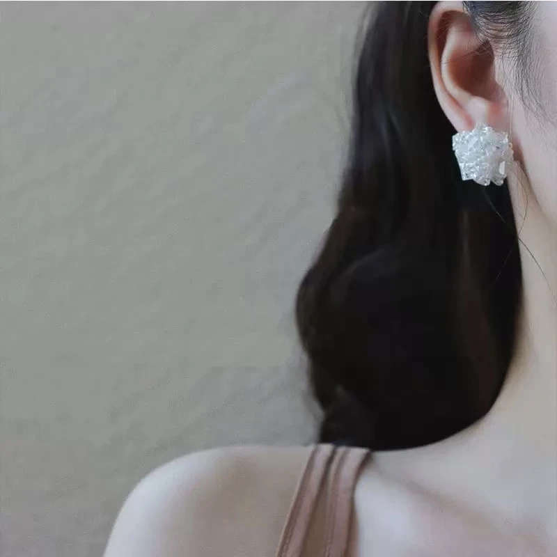 铜合金耳饰 白色日韩甜美气质植物花卉耳环小众耳饰N2617A2