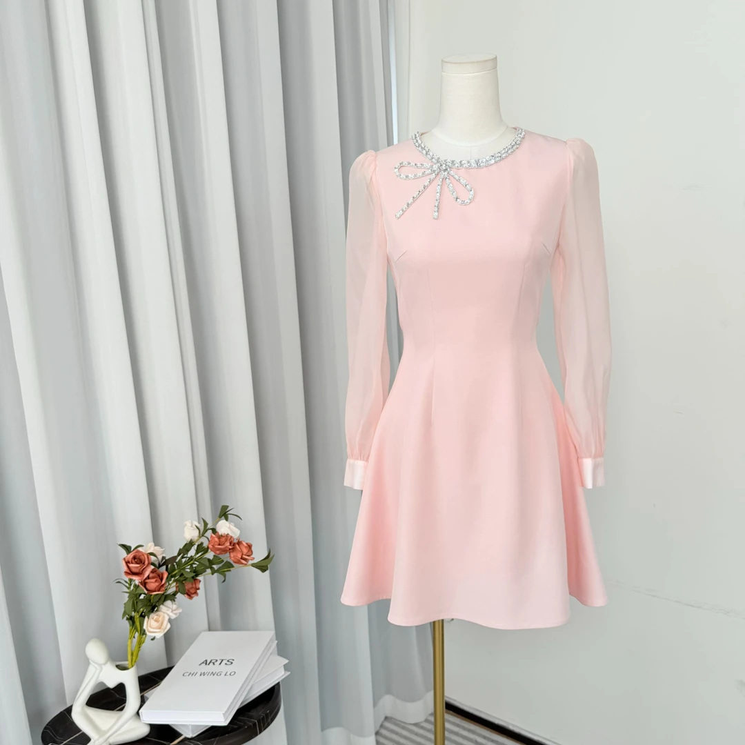 拉夏贝尔2025年初秋新款法式名媛修身气质百搭连衣裙 25030 JCK