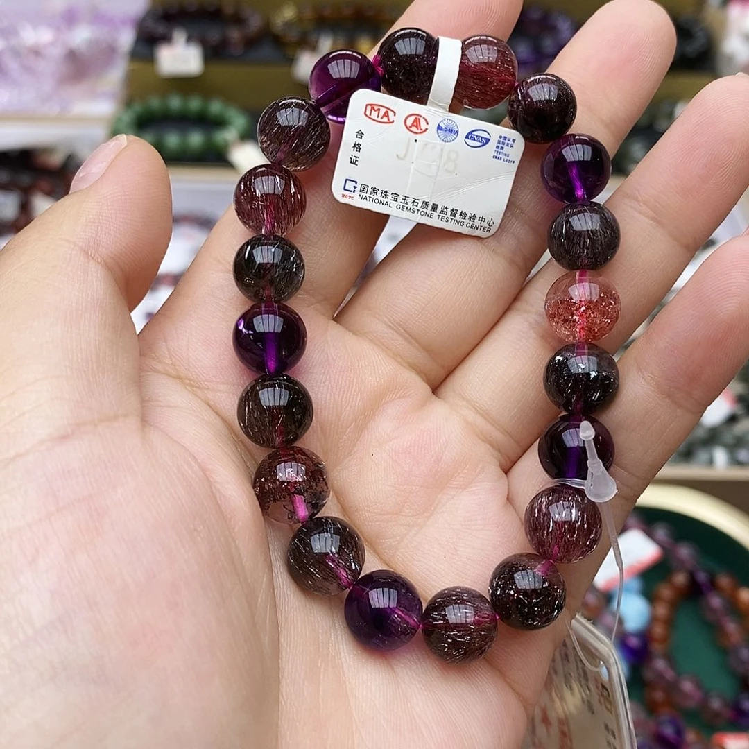 水晶手链未镶嵌J728黑加仑超七9.5+