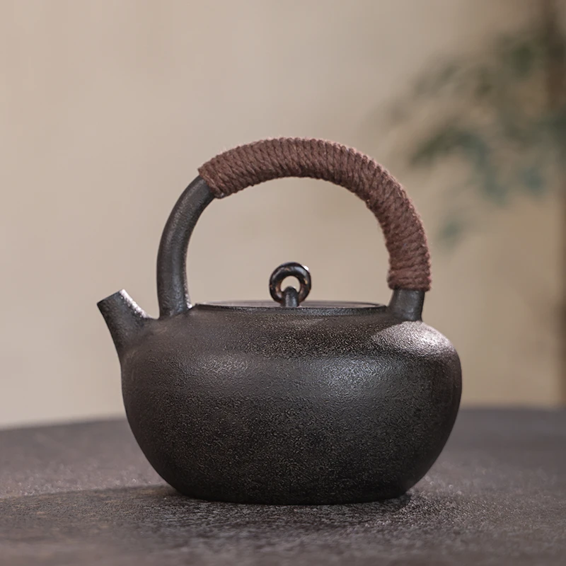 砂铁做旧小土瓶铁壶 900CC容量煮水壶洪釜