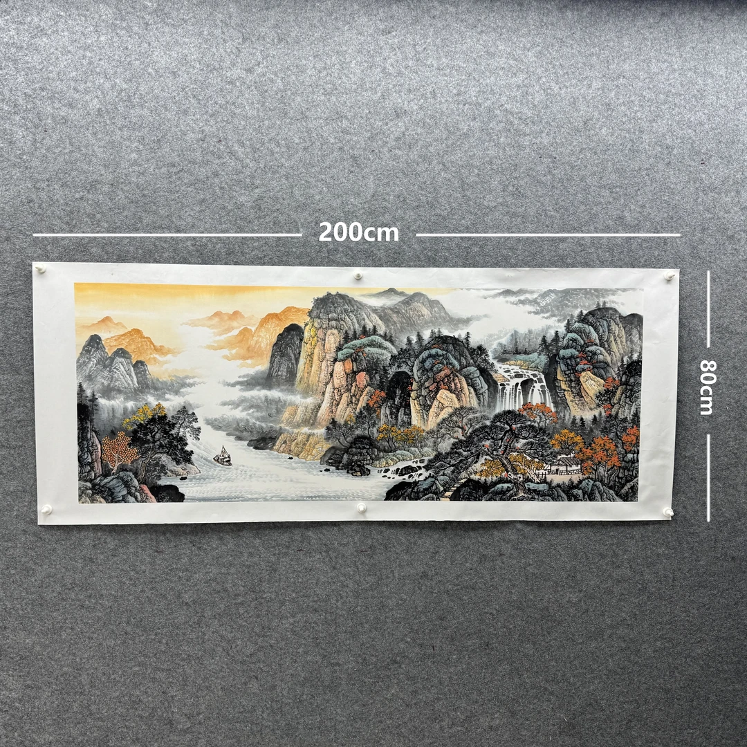 【山水画】张恒禄200*80cm手绘礼盒作品（31）山水呈祥