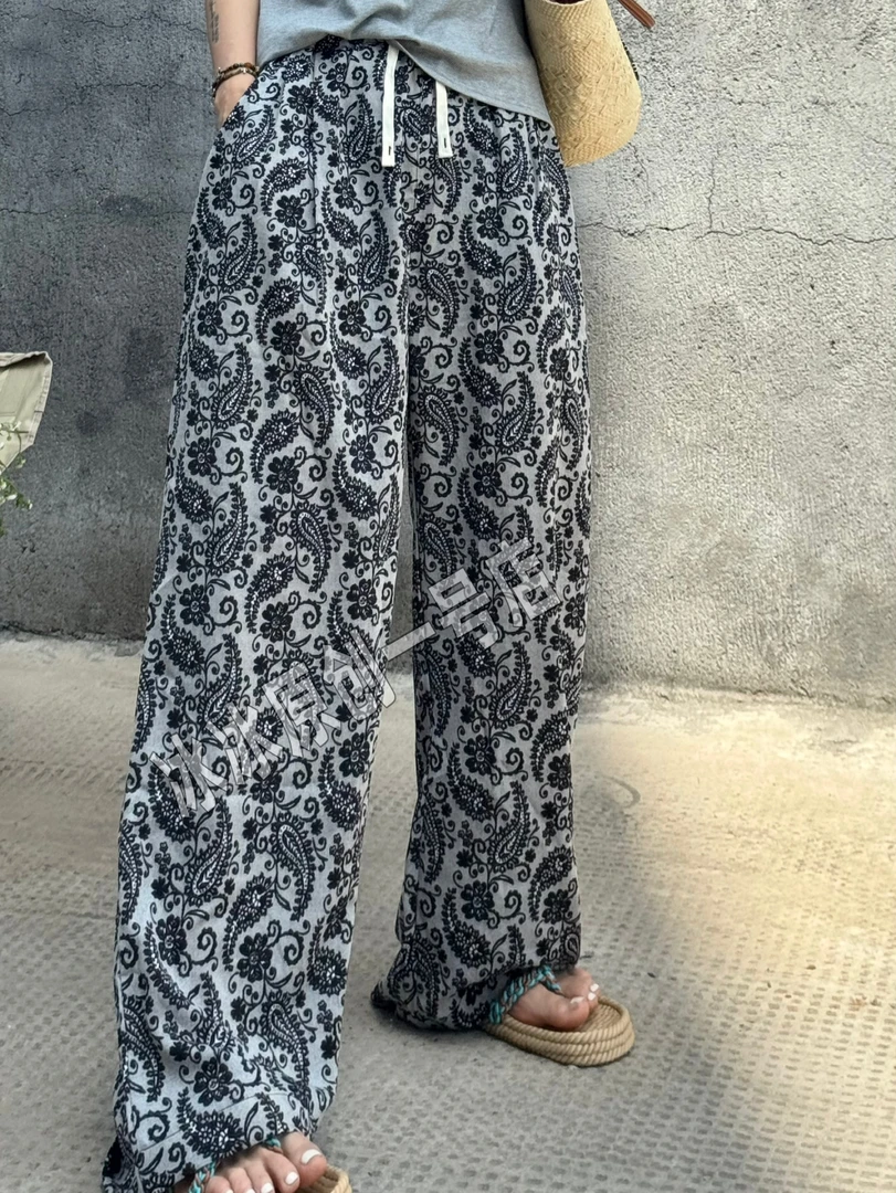 【冰冰一号店】553 夏款显瘦印花阔腿裤时尚百搭高品质