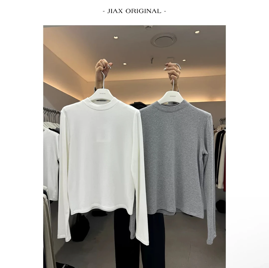 圆领主播自留款半高领黑色软糯长袖打底衫女2025秋冬新款洋气内搭