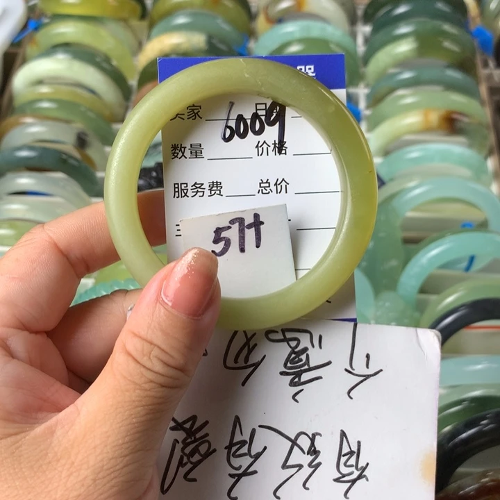 未镶嵌蛇纹石玉手镯6009