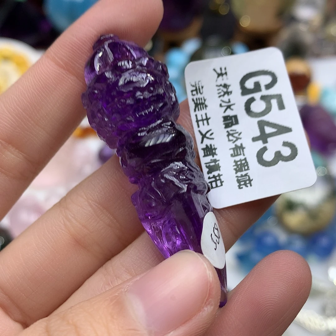 水晶未镶嵌珠宝半成品紫水晶降魔杵