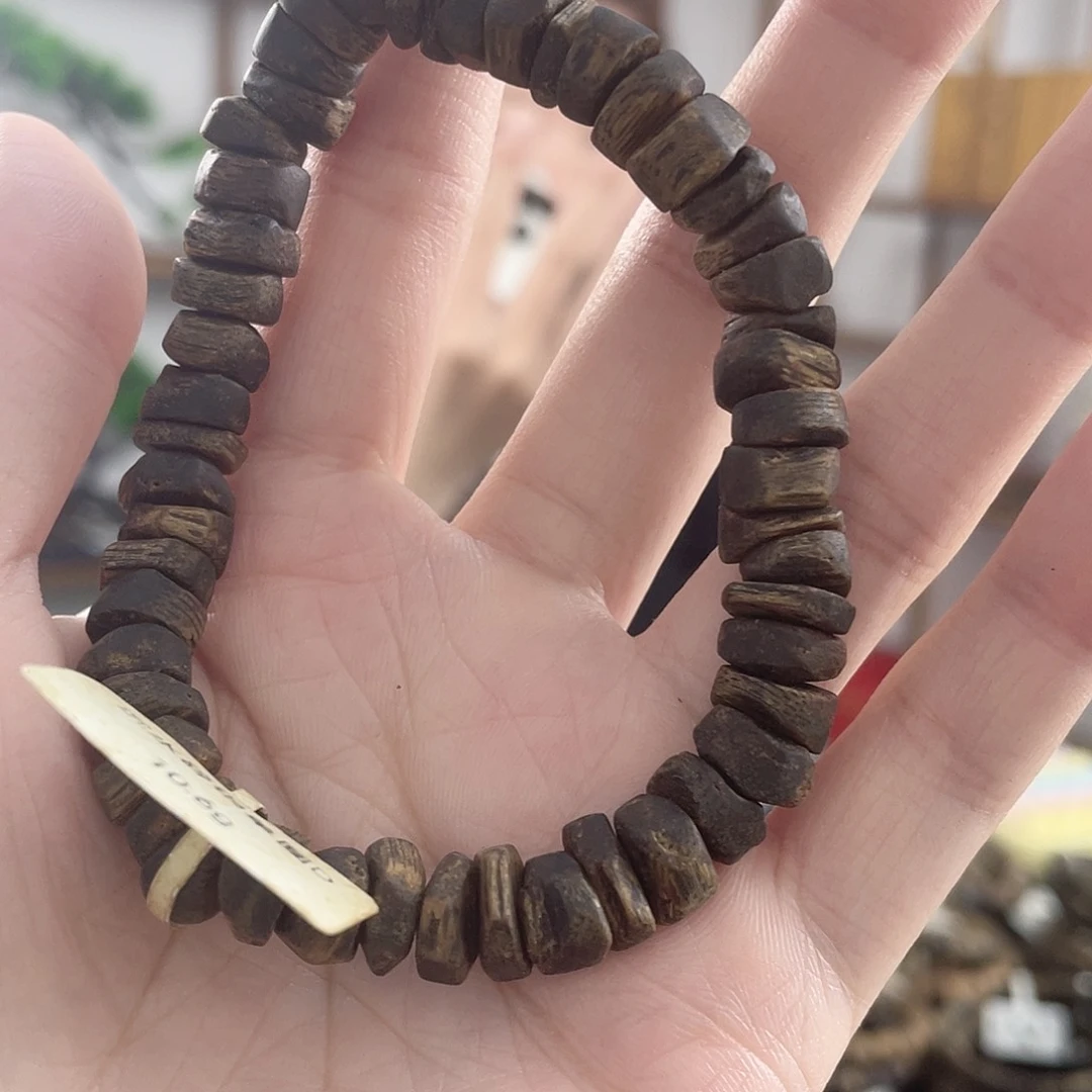 沉香手串单圈沉水碎银子10+