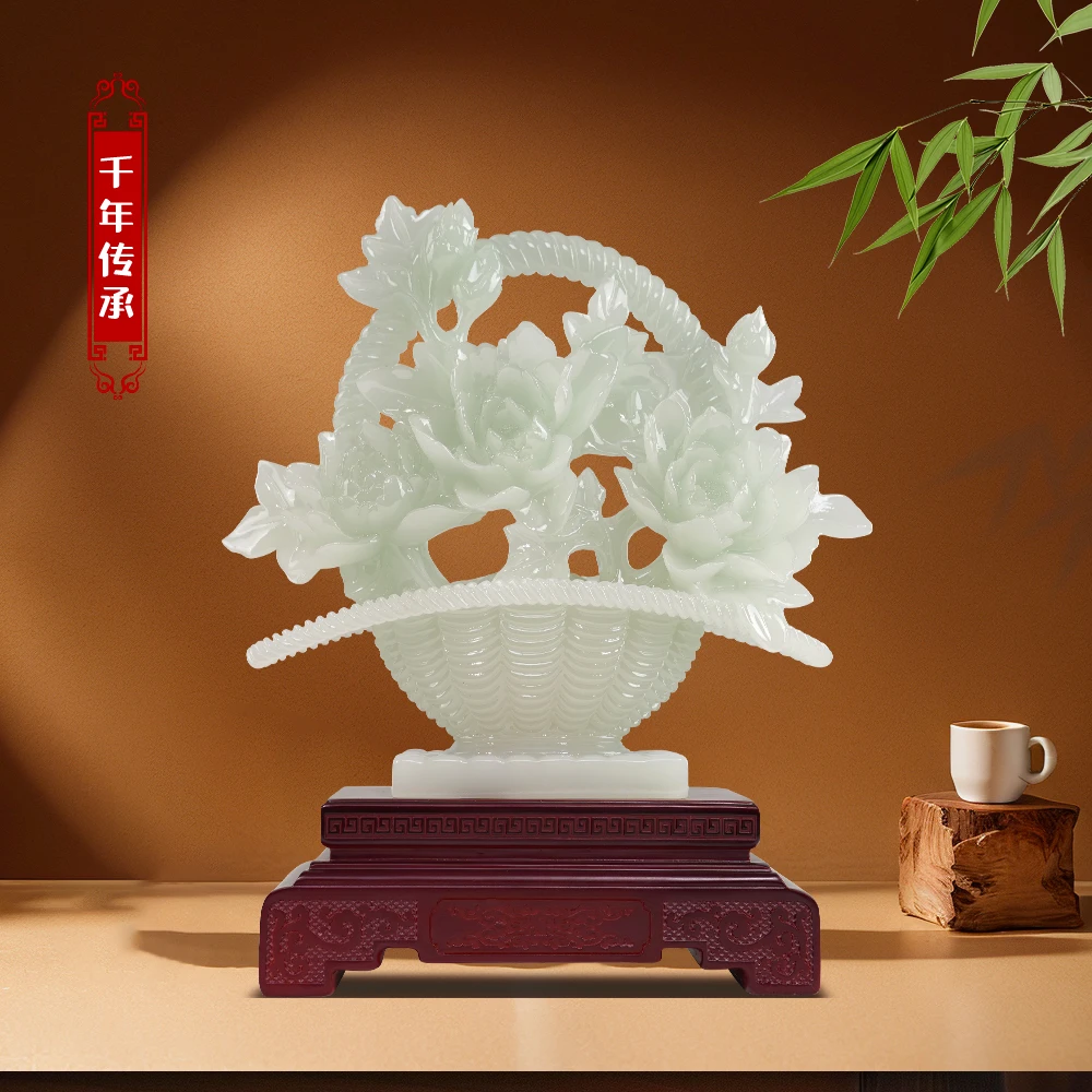 【一揽富贵】牡丹花蓝创意家居饰品酒柜博古架客厅摆件乔迁新居