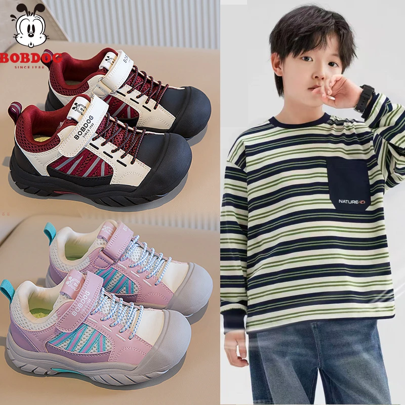 巴布豆儿童透气运动鞋2025秋季女童魔术贴男童户外防滑登山鞋009