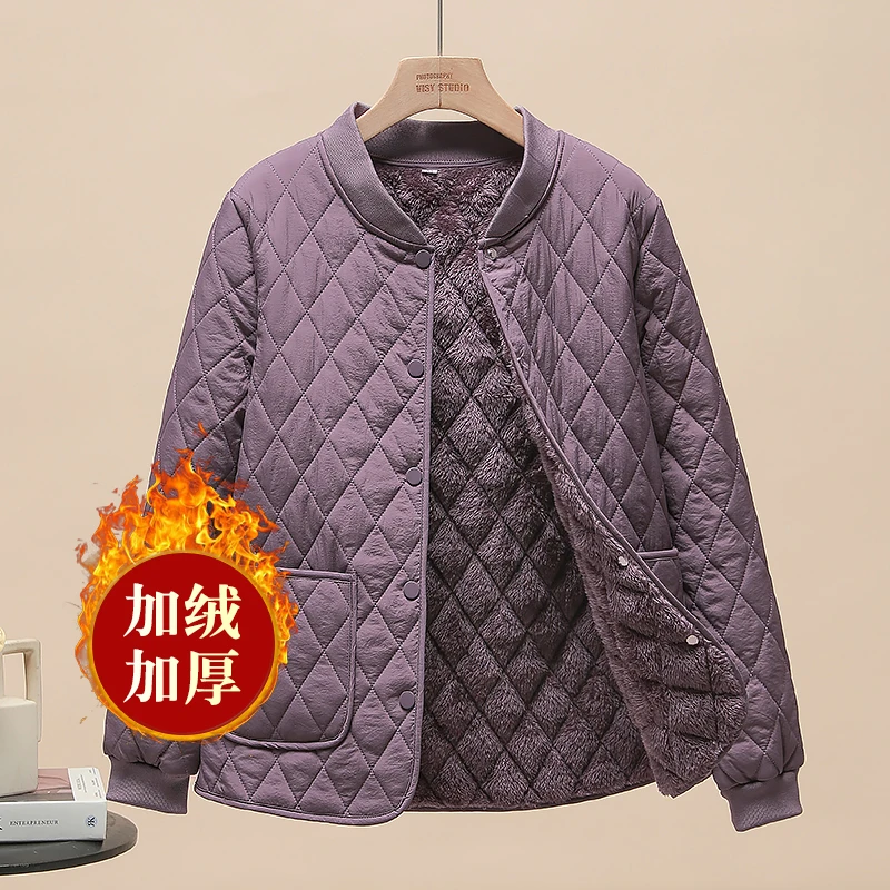加绒加厚内胆棉衣小棉袄内穿2025年秋冬新款内搭外套宽松大码圆领