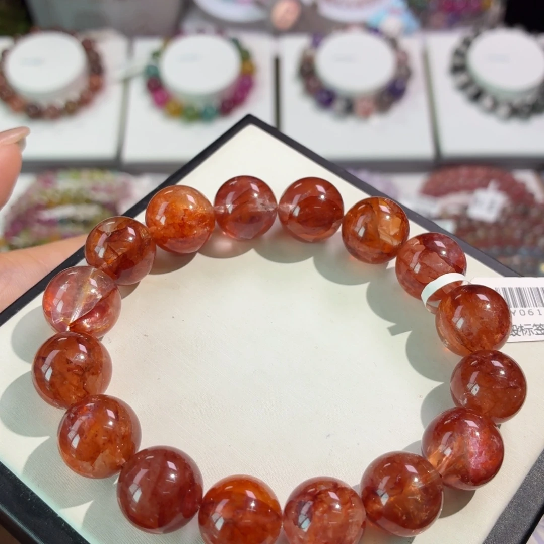 手串未镶嵌水晶红胶花13+