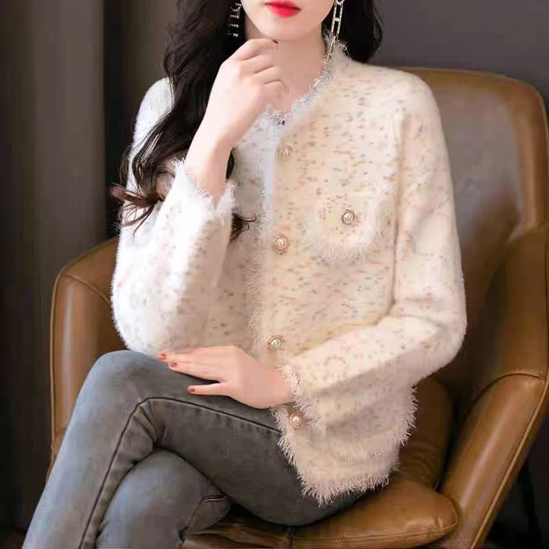 2220常规女轻职风短外套针织百搭长袖圆领秋季女装韩版春秋时尚