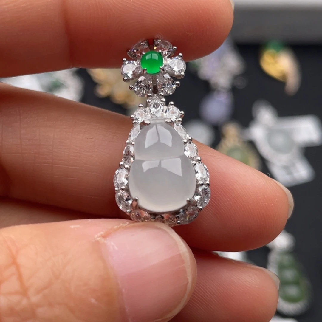 翡翠银S925镶嵌吊坠(不含链)