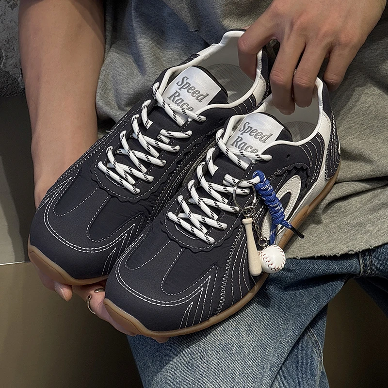 潮牌海军蓝德训鞋2025新款复古薄底赛车鞋男女情侣休闲运动阿甘鞋