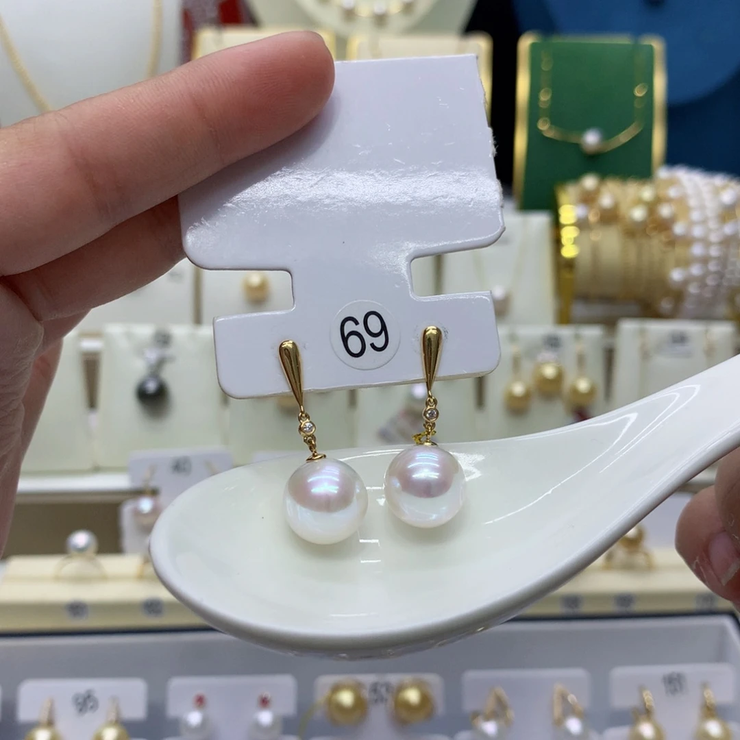 耳饰18K金镶嵌淡水珍珠