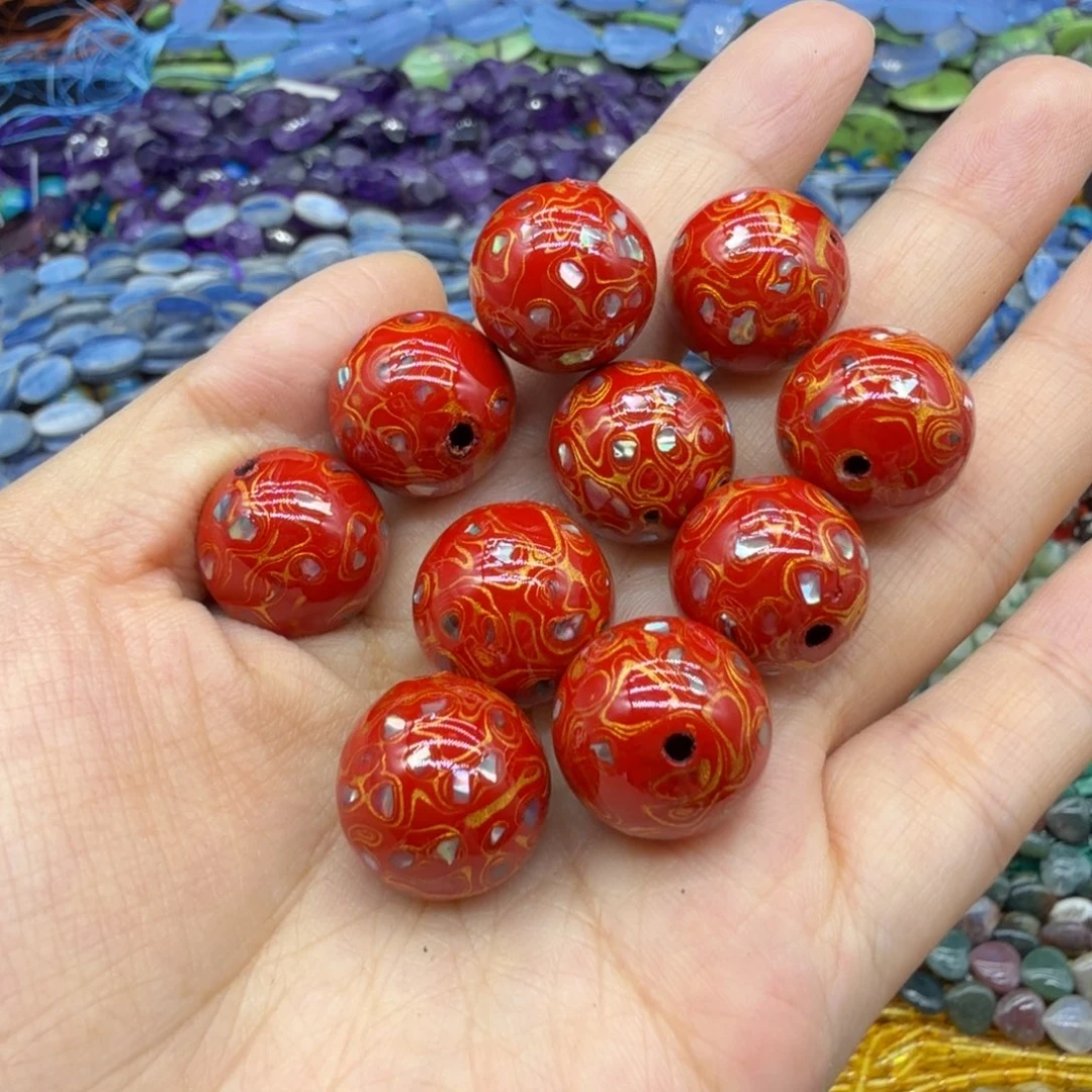 水晶珠宝半成品未镶嵌卡16红色大漆一颗